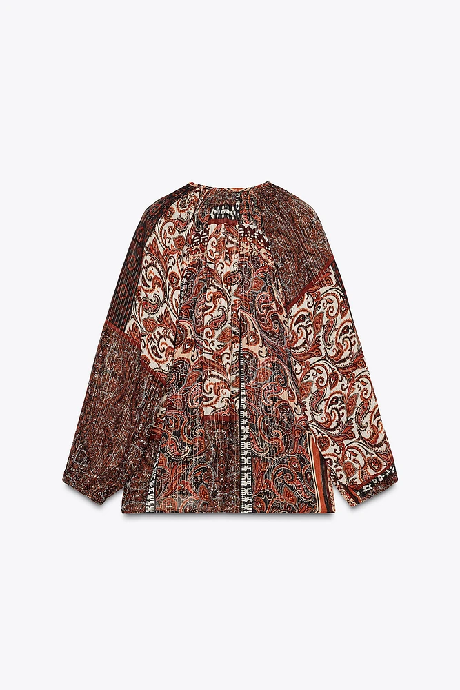 METALLIC THREAD PRINT BLOUSE