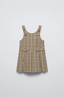 CHECKERED PINAFORE DRESS WITH PLEATS