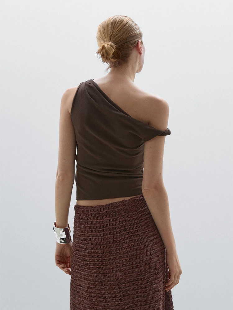 Top drapé avec nœud en coton
