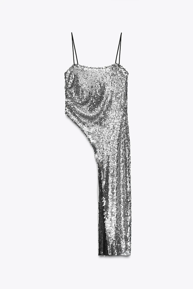 TOP ASYMÉTRIQUE À SEQUINS