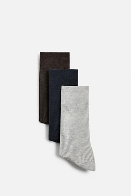 3-PACK OF MATCHING RIB SOCKS