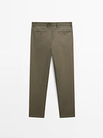 Cotton and linen tapered fit trousers