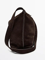 Split suede leather crossbody bag