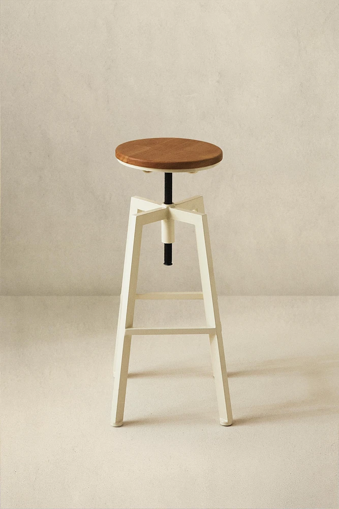 TABOURET DE BAR ROTATIF BOIS ET MÉTAL