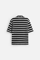 STRIPED KNIT POLO SHIRT