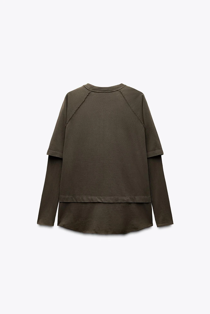 DOUBLE OVERSIZE WASHED EFFECT T-SHIRT