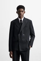 BLAZER COSTUME À CHEVRONS LIN - COTON