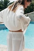LINEN PLEATED BERMUDA SHORTS