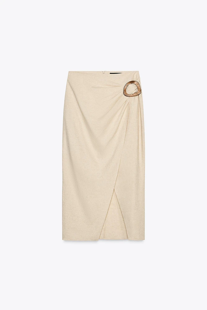 JUPE MIDI BOUCLE EN LIN