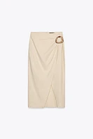 JUPE MIDI BOUCLE EN LIN