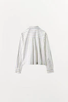 STRIPED CROPPED PAJAMA SHIRT