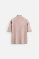 WASHED BOUCLÉ KNIT POLO SHIRT