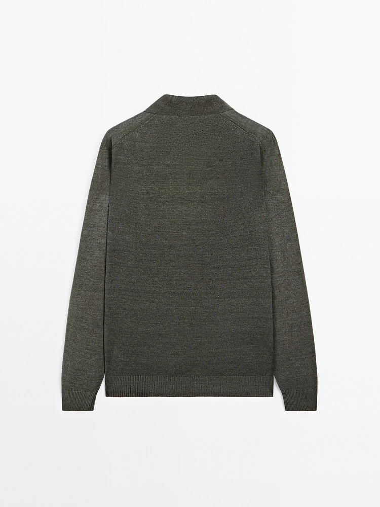 100% linen knit polo sweater