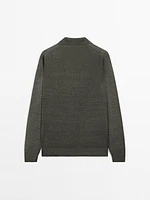 100% linen knit polo sweater