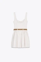 FITTED BELTED SHORT DRESS