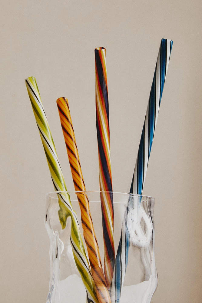 LOT PAILLES VERRE SPIRALE (LOT DE 4)