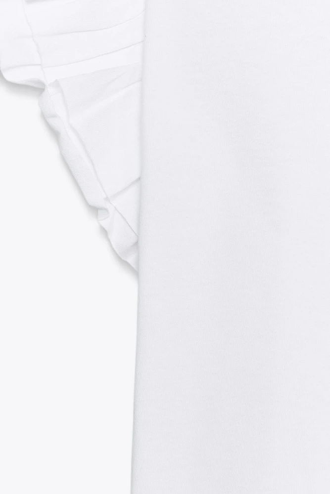T-SHIRT EFFET DÉLAVÉ À VOLANTS