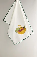 TORCHON CUISINE COTON DENTELLE CONTRASTANTE