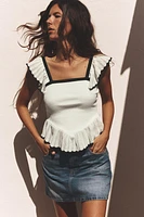 CONTRAST RUFFLE TOP