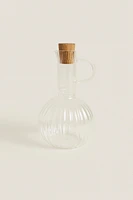 BOROSILICATE GLASS AND WOOD CRUET SET