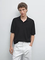 Polo manches courtes en maille texturée