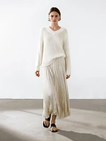 Cotton blend V-neck sweater