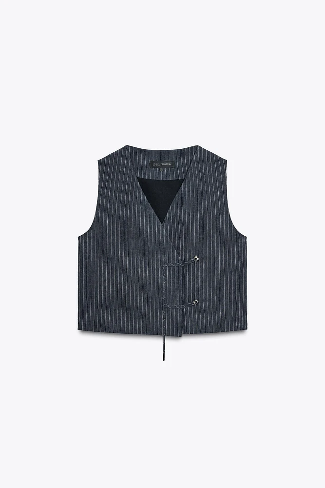 STRIPED LINEN VEST ZW COLLECTION