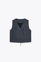 STRIPED LINEN VEST ZW COLLECTION