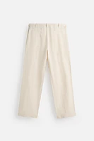 EMBROIDERED CUTWORK COTTON - LINEN PANTS