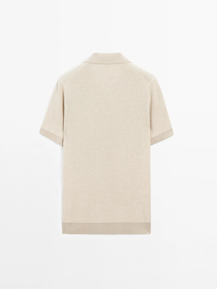 Pull polo contrastant 100 % coton