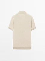 Pull polo contrastant 100 % coton