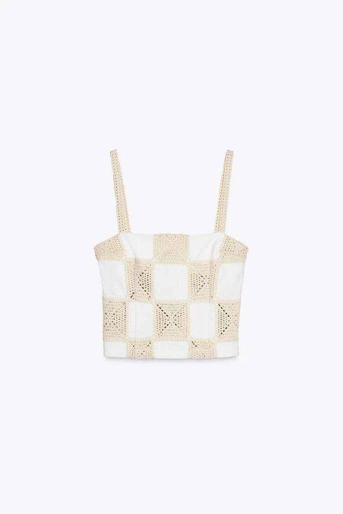 INTERLOCK PATCHWORK CROCHET TOP