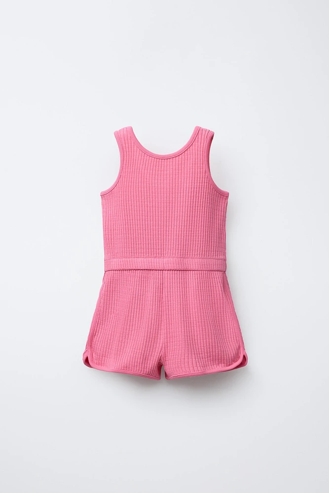 TWO-PACK OF RIBBED SHORT OVERALLS