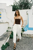 LINEN RUCHED BUSTIER TOP