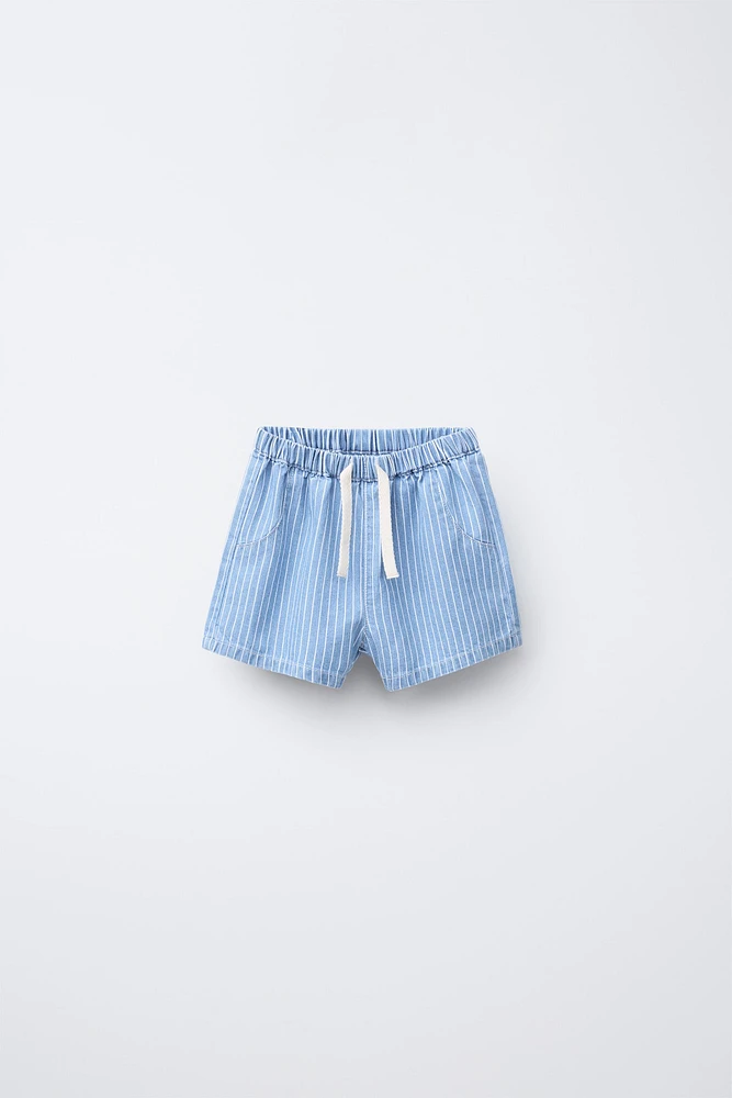 BERMUDA EN JEAN RAYURES