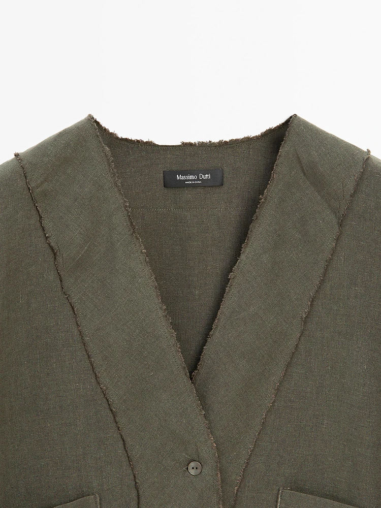 Kimono fluide avec poches en lin