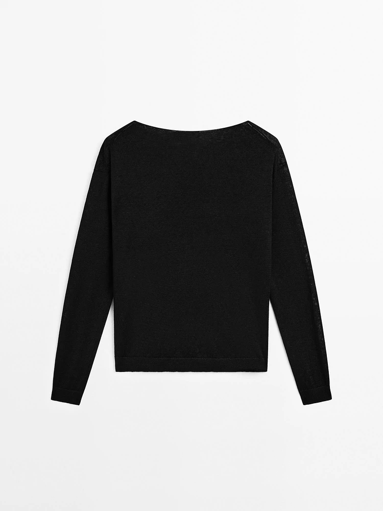100% linen boat neck sweater