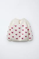 HEART PRINT KNIT SWEATER