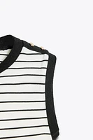 STRIPED BUTTON T-SHIRT