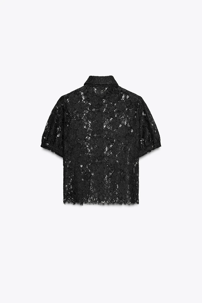 LACE BOW SHIRT