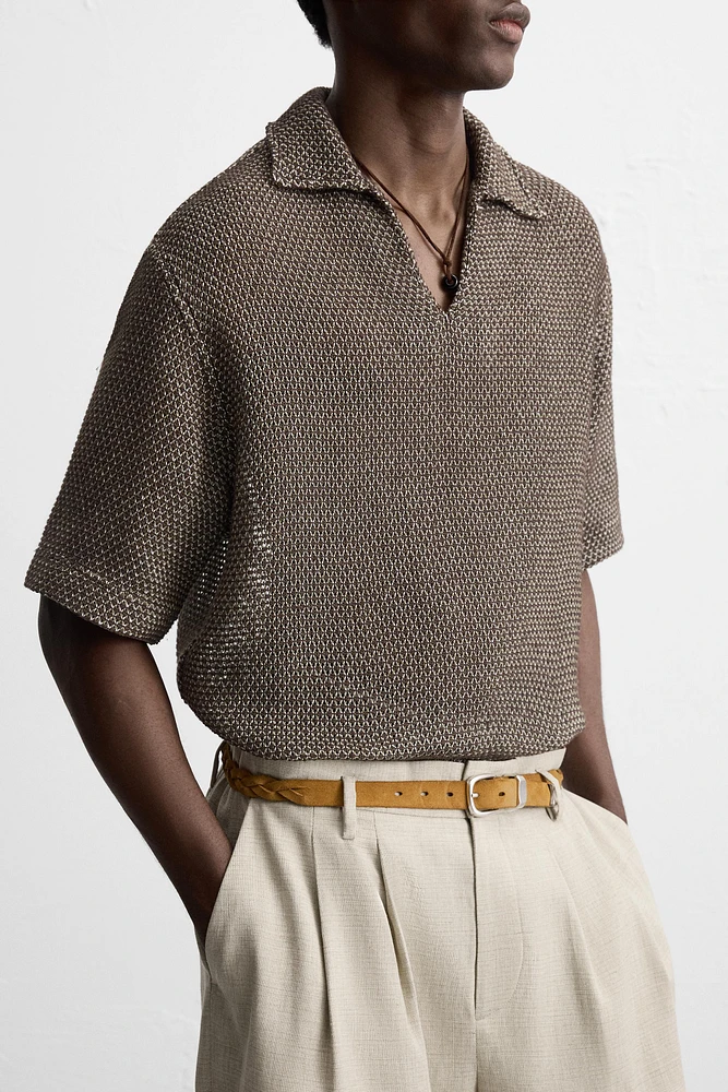 OPEN KNIT POLO SHIRT