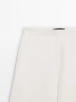 Straight fit flowing linen blend trousers