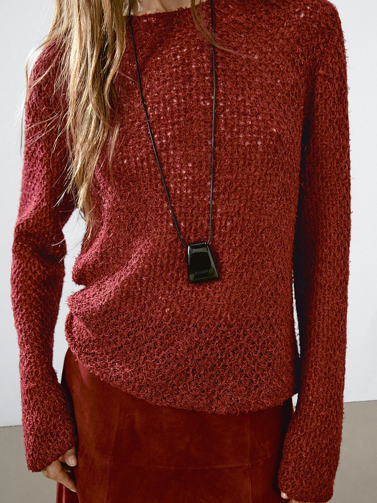 Pull maille ajourée et fil