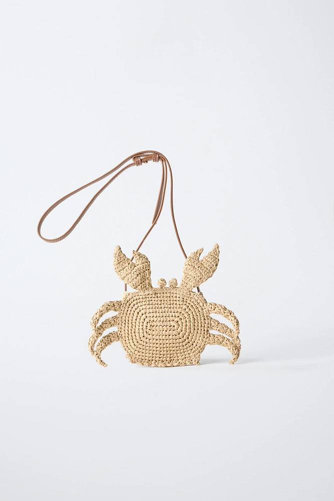 RAFFIA EFFECT CRAB CROSSBODY BAG