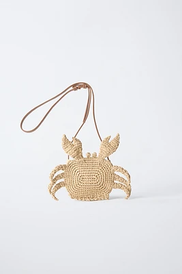RAFFIA EFFECT CRAB CROSSBODY BAG