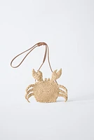 RAFFIA EFFECT CRAB CROSSBODY BAG