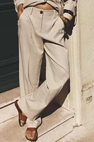 LINEN BLEND STRAIGHT PANTS