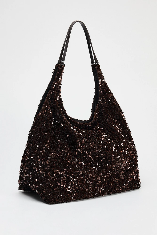 FLOWY SEQUIN TOTE BAG