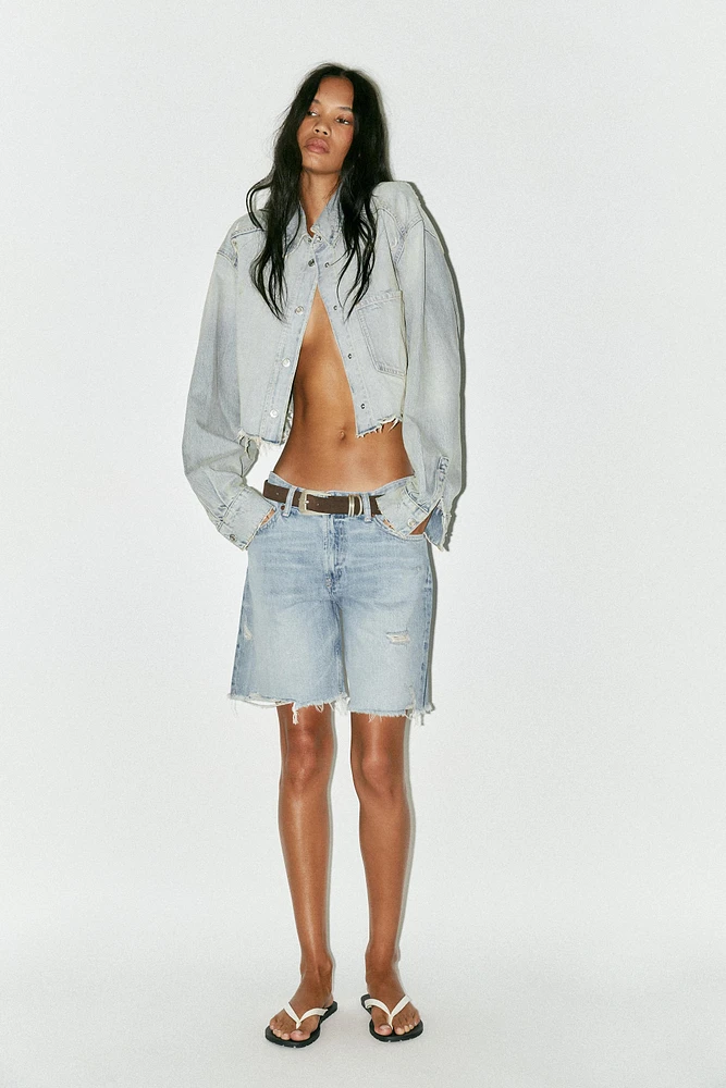 MID-RISE RIPPED TRF DENIM SHORTS