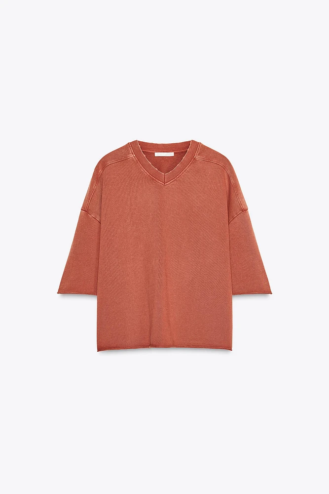 WASHED EFFECT PLUSH SWEATSHIRT